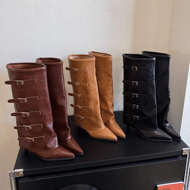 Sepatu Bot Ujung Lancip Musim  - Leather Classic Strap ulasan dan harga