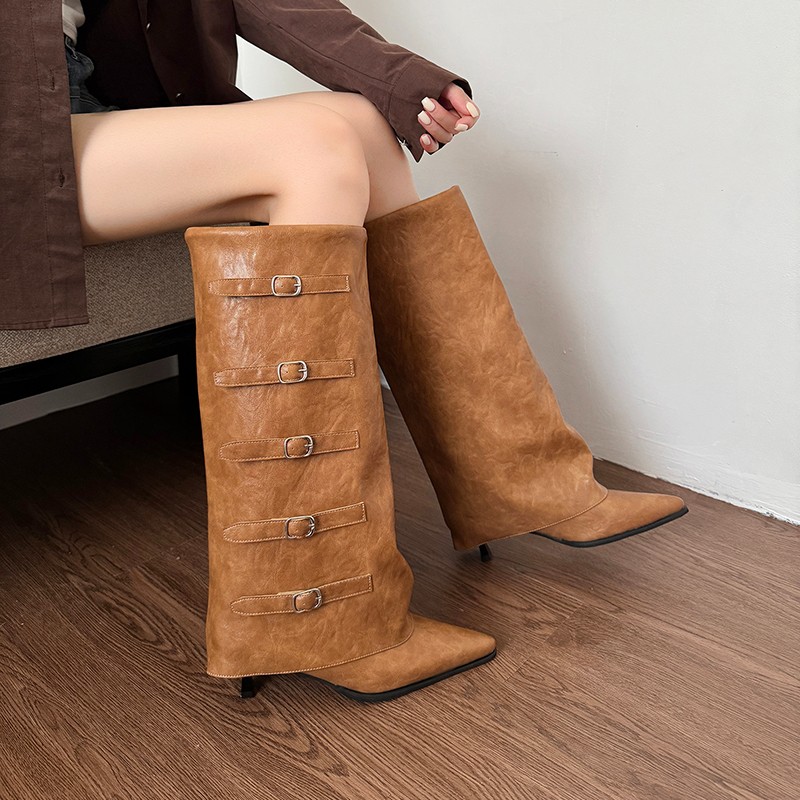 Sepatu Bot Ujung Lancip Musim  - Leather Classic Strap ulasan dan harga
